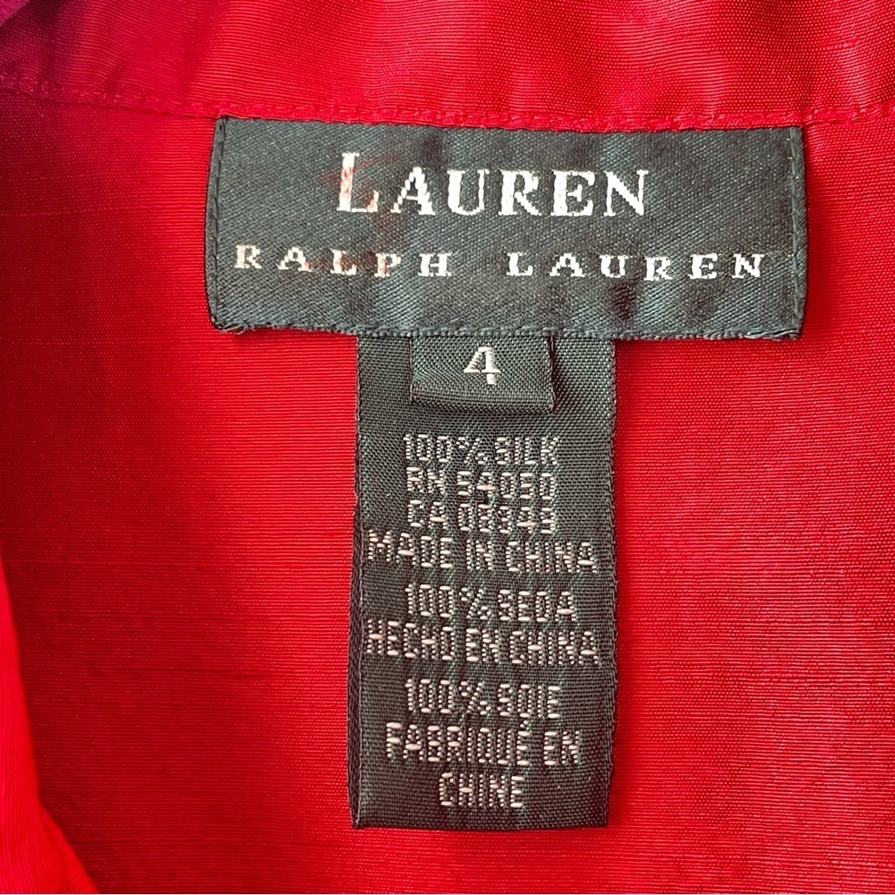 LAUREN RALPH LAUREN RED SILK SIZE 4 BUTTON UP DRESS SILK WOMEN